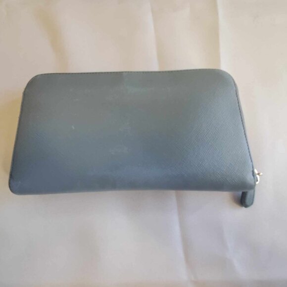 PRADA Logo Pale Blue Saffiano Leather Zip Around Long Wallet - Picture 5 of 14